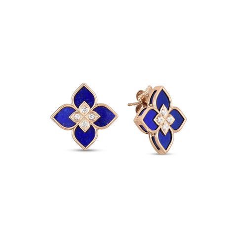 Roberto Coin Venetian Princess Small Lapis & Diamond Earrings-Roberto Coin Venetian Princess Small Lapis & Diamond Earrings - 7773195AXERXL