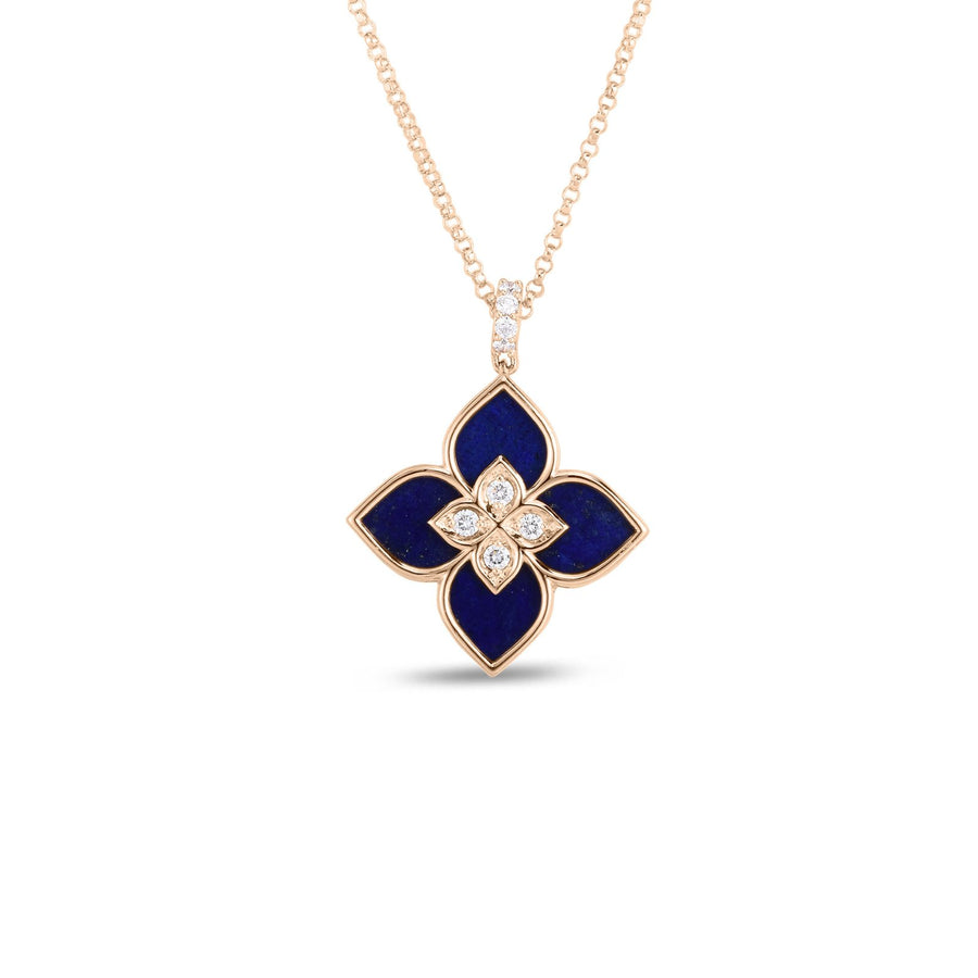 Roberto Coin Venetian Princess Small Lapis & Diamond Necklace - 7773195AX17XL