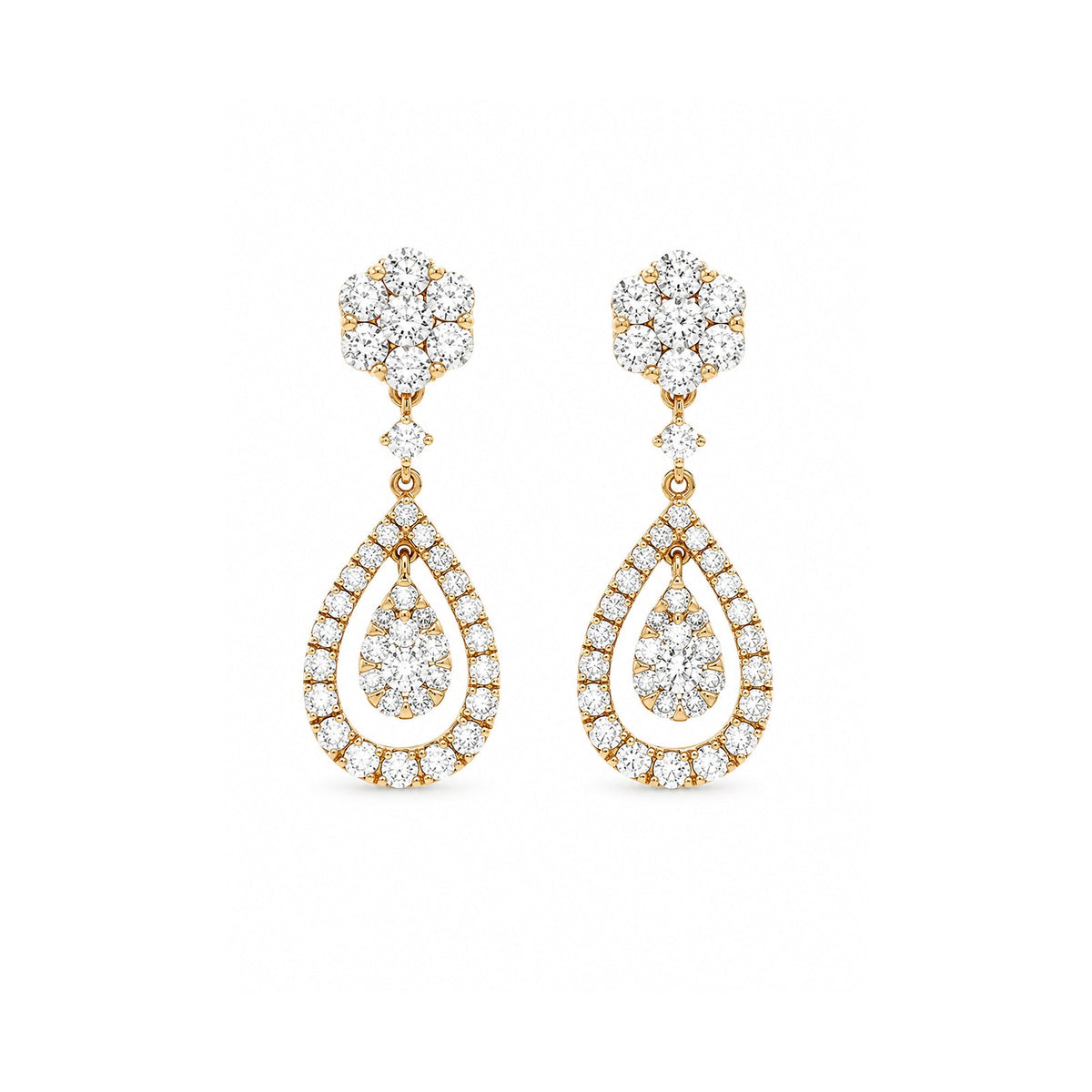 Rose Gold Teardrop Diamond Earrings
