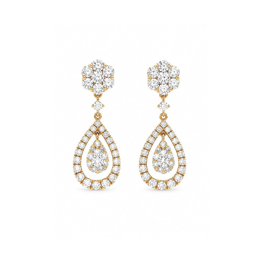 Rose Gold Teardrop Diamond Earrings
