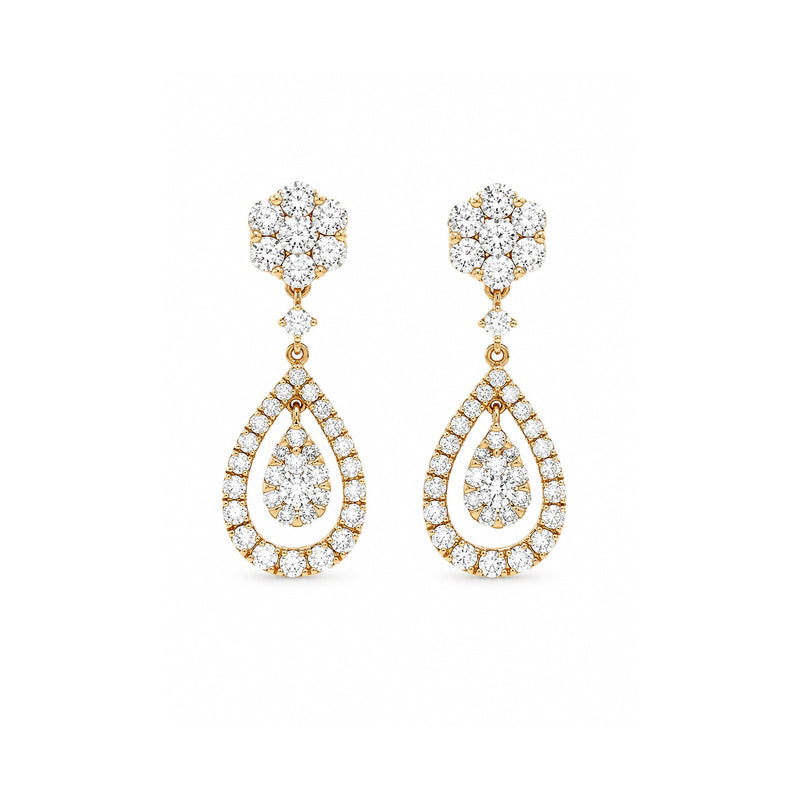 Rose Gold Teardrop Diamond Earrings-Rose Gold Teardrop Diamond Earrings