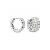 Round & Baguette Diamond Wide Huggie Earrings-Round & Baguette Diamond Wide Huggie Earrings