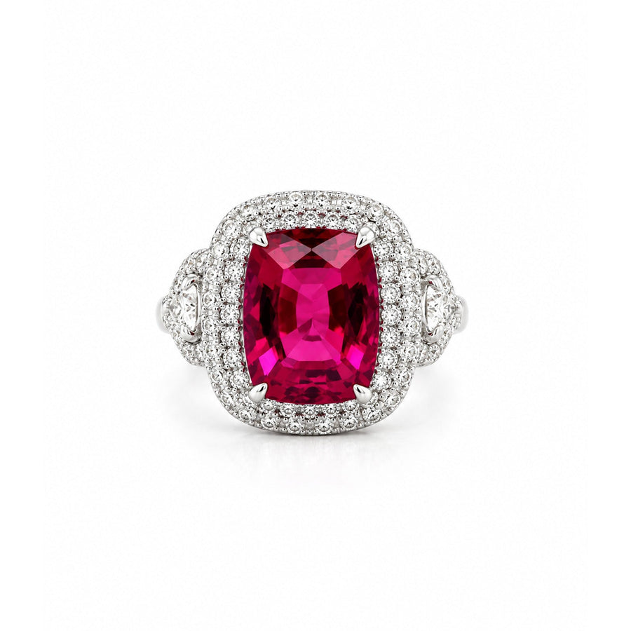 Rubellite Diamond Ring