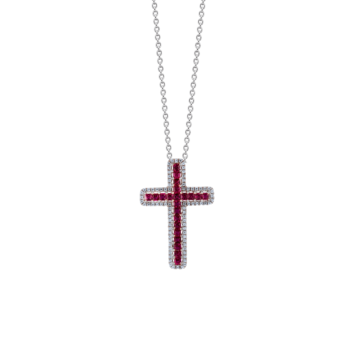 Ruby Diamond Cross Necklace - RNNEL00323