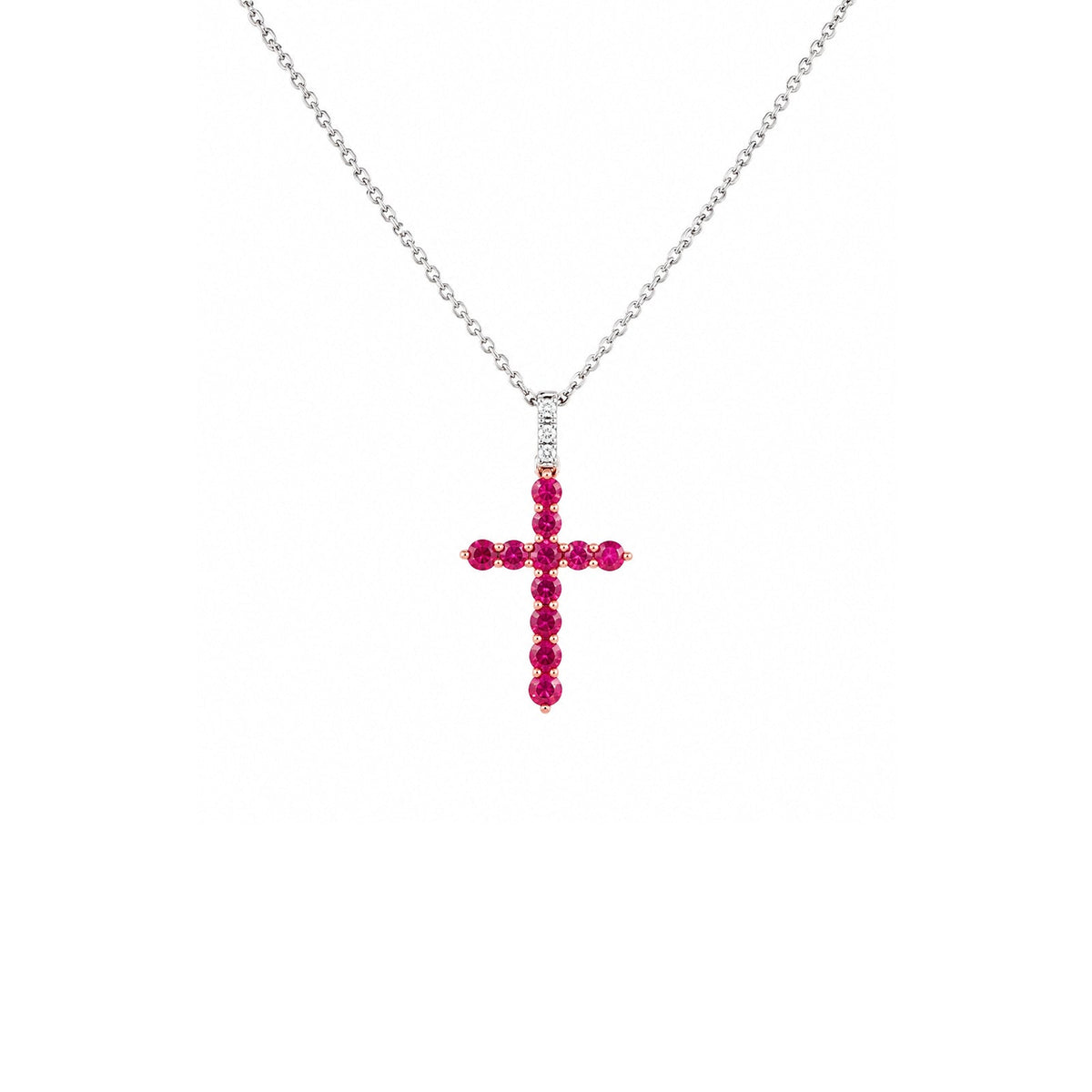 Ruby Diamond Cross Necklace