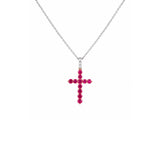 Ruby Diamond Cross Necklace-Ruby Diamond Cross Necklace
