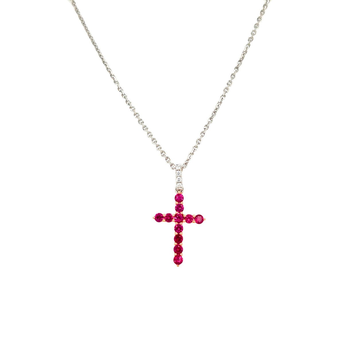 Ruby Diamond Cross Necklace - RNTIJ00190