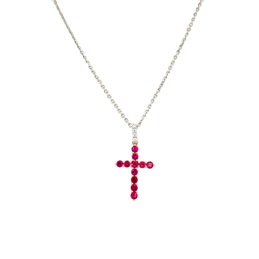 Ruby Diamond Cross Necklace - RNTIJ00190