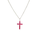 Ruby Diamond Cross Necklace-Ruby Diamond Cross Necklace - RNTIJ00190