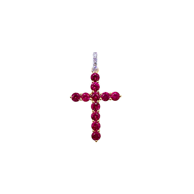 Ruby Diamond Cross Pendant-Ruby Diamond Cross Pendant - RPTIJ00125