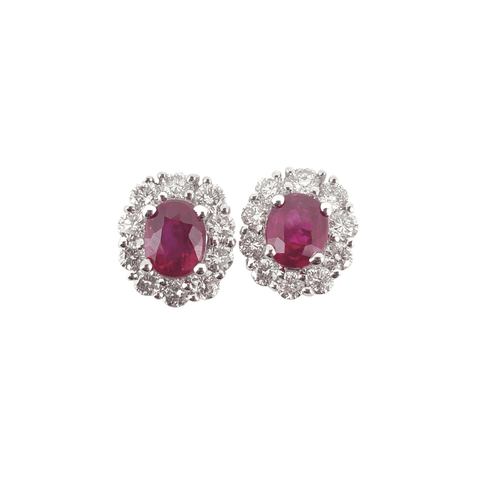 Ruby Diamond Earrings-Ruby Diamond Earrings - ERRUB044750