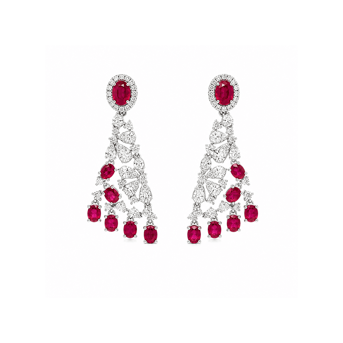Ruby Diamond Earrings triangular