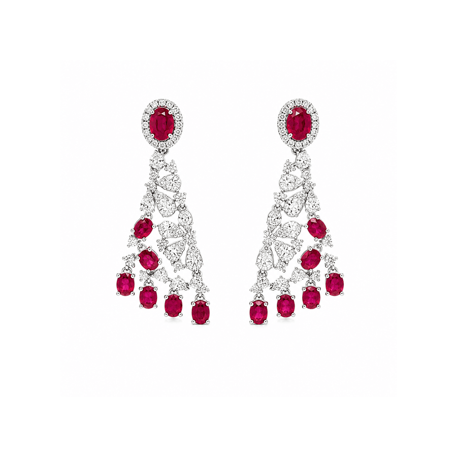 Ruby Diamond Earrings triangular