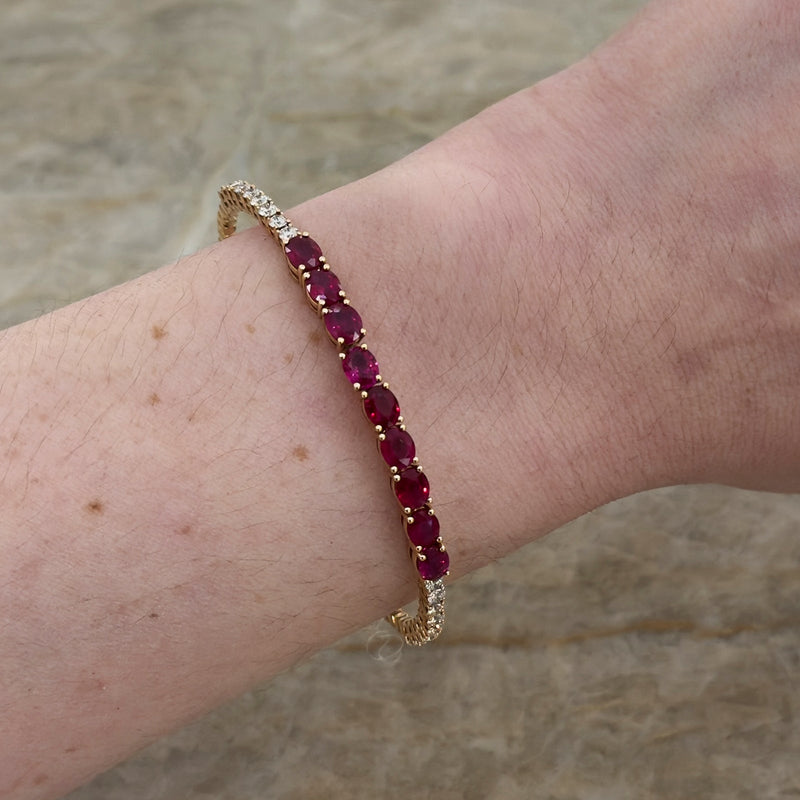 Ruby Diamond Halfway Bangle-Ruby Diamond Halfway Bangle - RBDMS00125