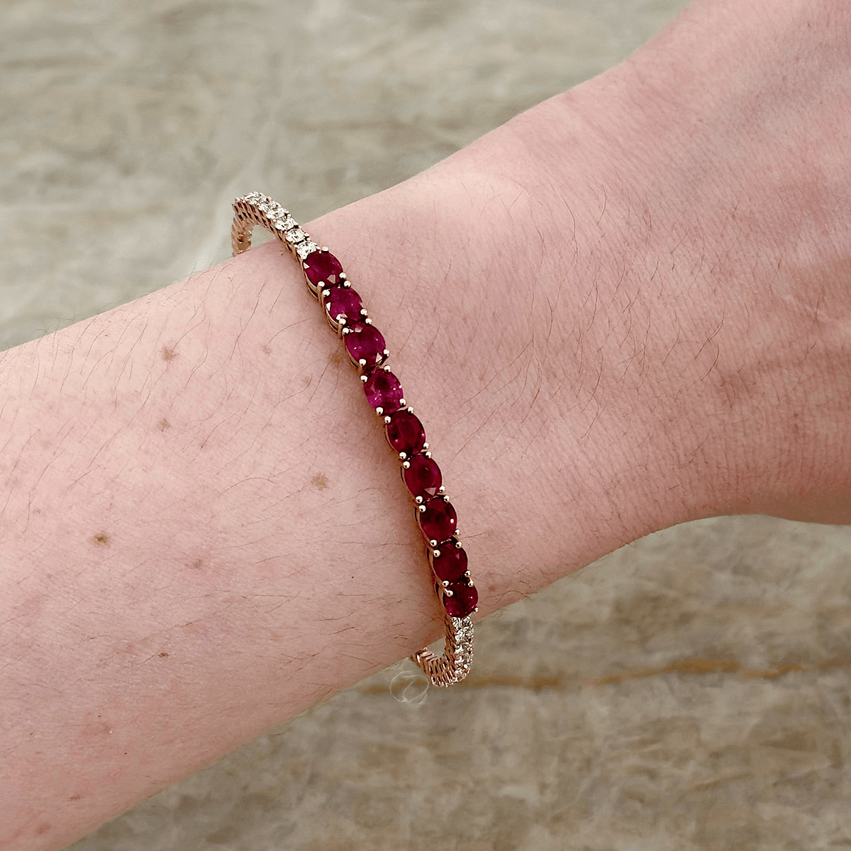 Ruby Diamond Halfway Bangle - RBDMS00125