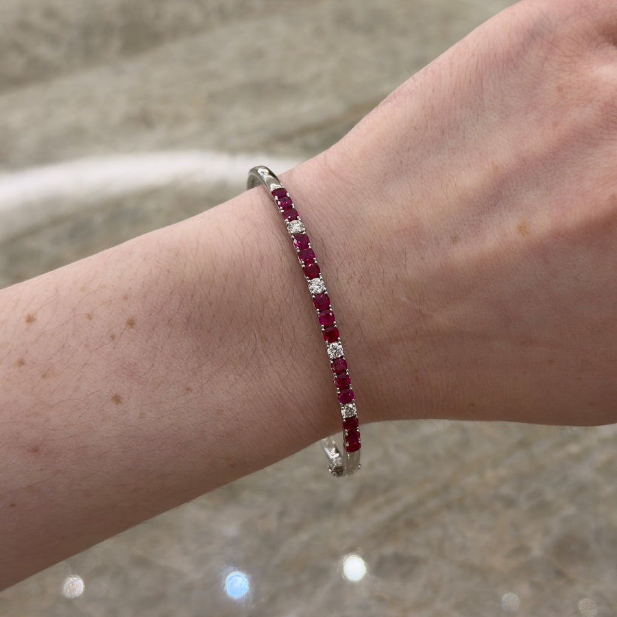 Ruby Diamond Halfway Bangle - RBNEL00216