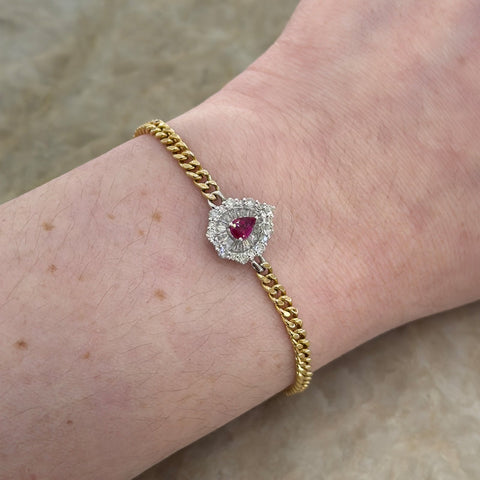 Ruby Diamond Halo Link Bracelet-Ruby Diamond Halo Link Bracelet - RBEDW00281