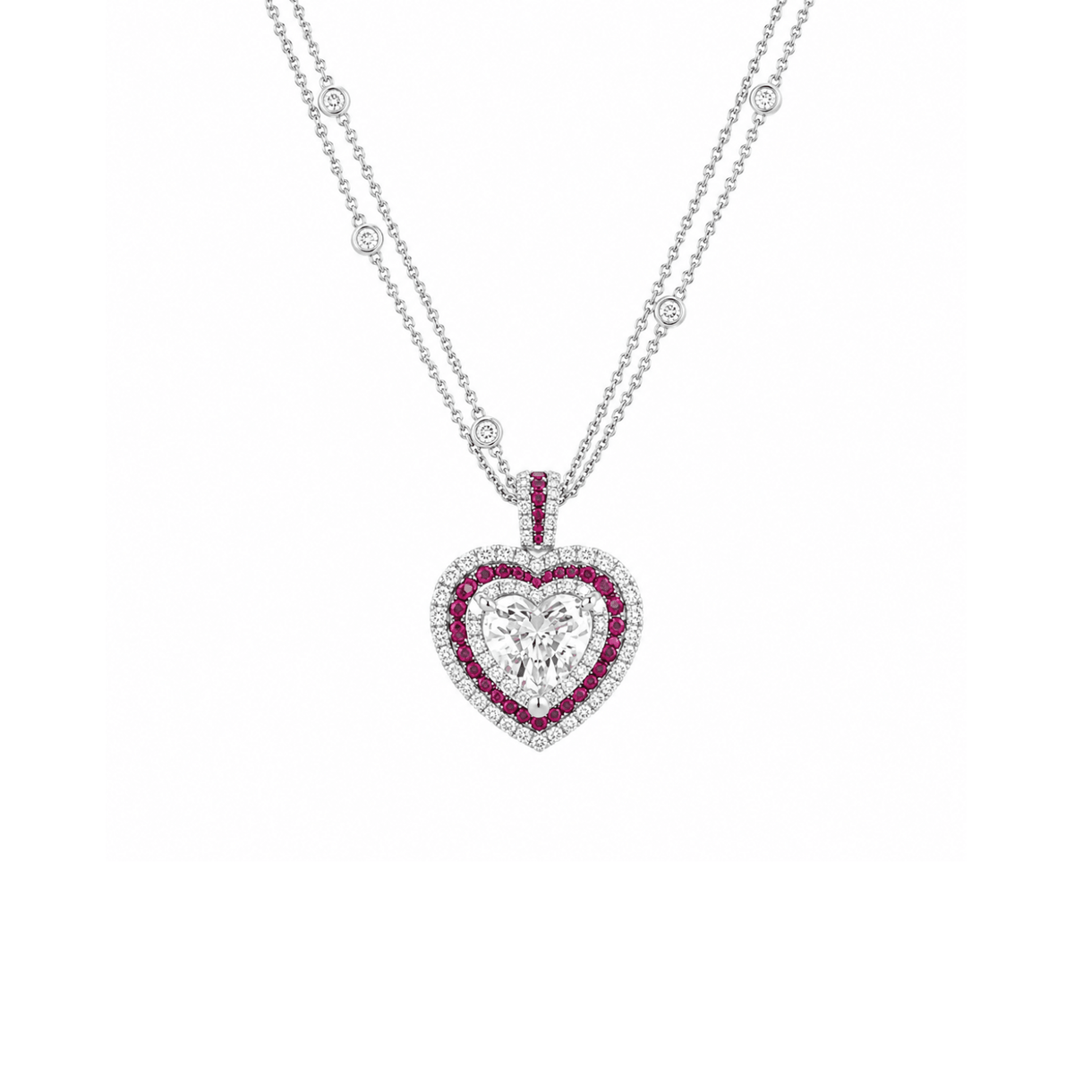 ruby diamond heart necklace