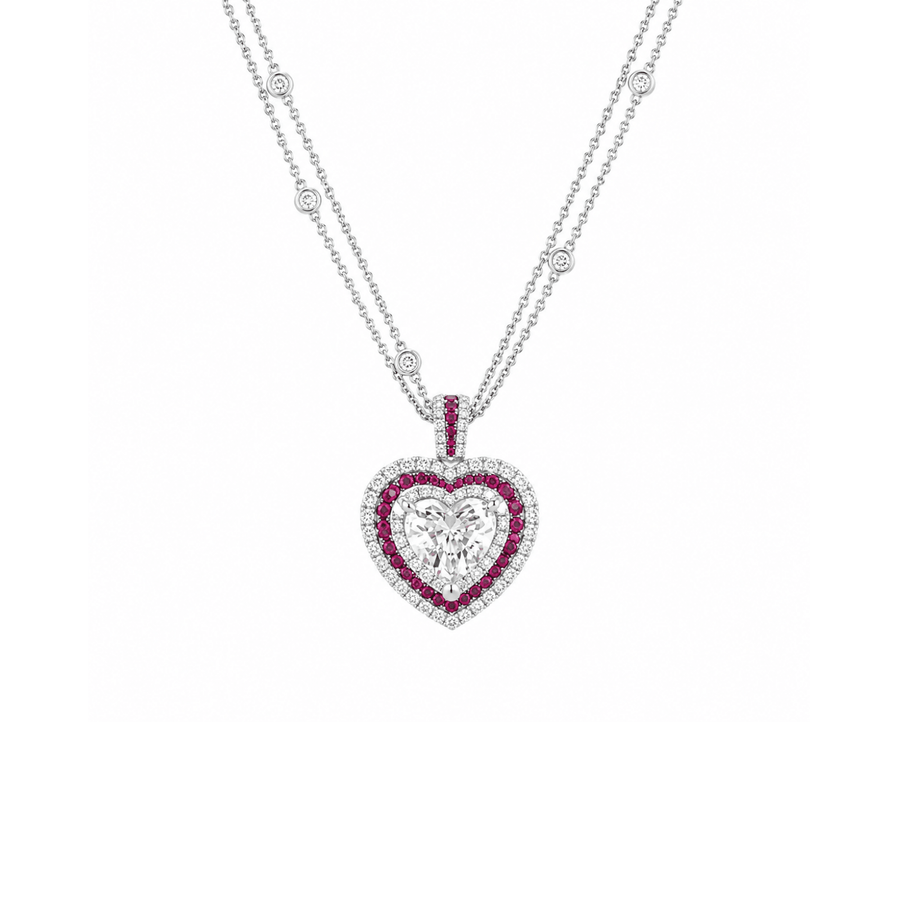 ruby diamond heart necklace