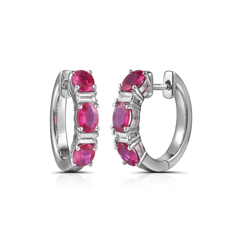 Ruby Diamond Hoop Earrings-Ruby Diamond Hoop Earrings - RERTJ00073