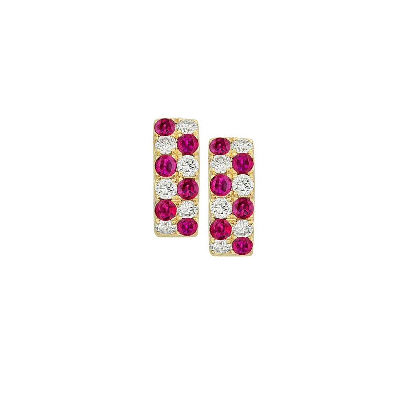 Ruby Diamond Huggie Earrings-Ruby Diamond Huggie Earrings - RESPK00208