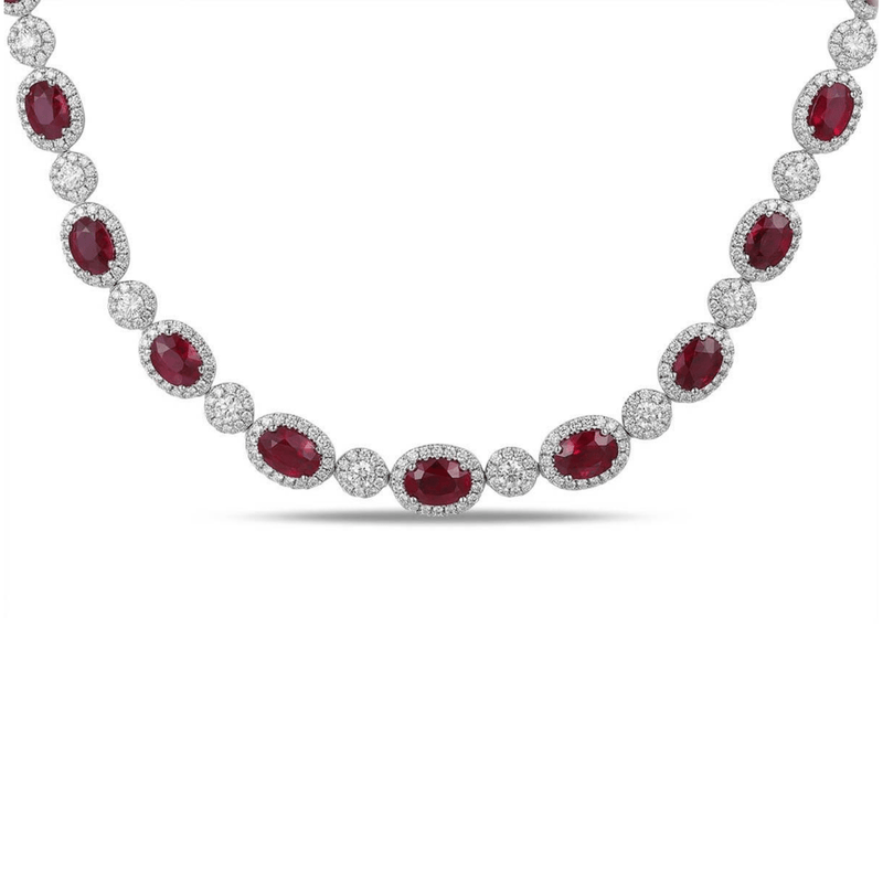 Ruby Diamond Necklace-Ruby Diamond Necklace - RNRTJ00046