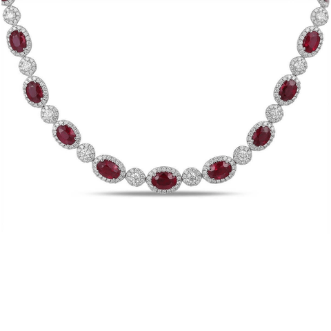 Ruby Diamond Necklace-Ruby Diamond Necklace - RNRTJ00046