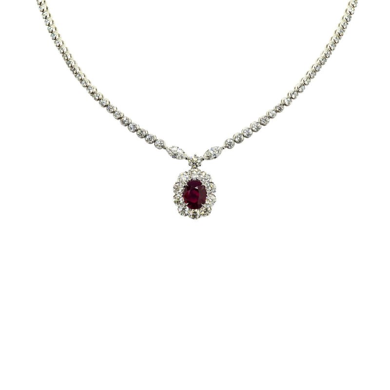 Ruby Diamond Necklace and Earrings Set-Ruby Diamond Necklace and Earrings Set RNUJD00240