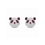 Ruby Diamond Panda Stud Earrings-Ruby Diamond Panda Stud Earrings