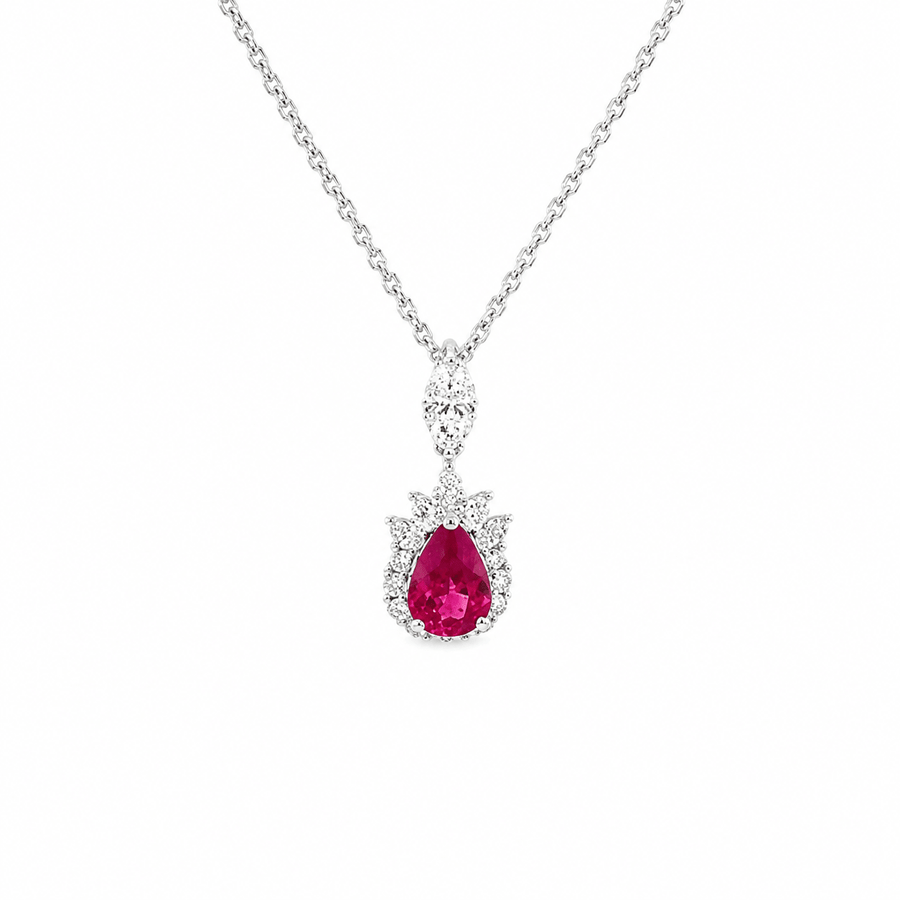 Ruby Diamond Pendant and Chain