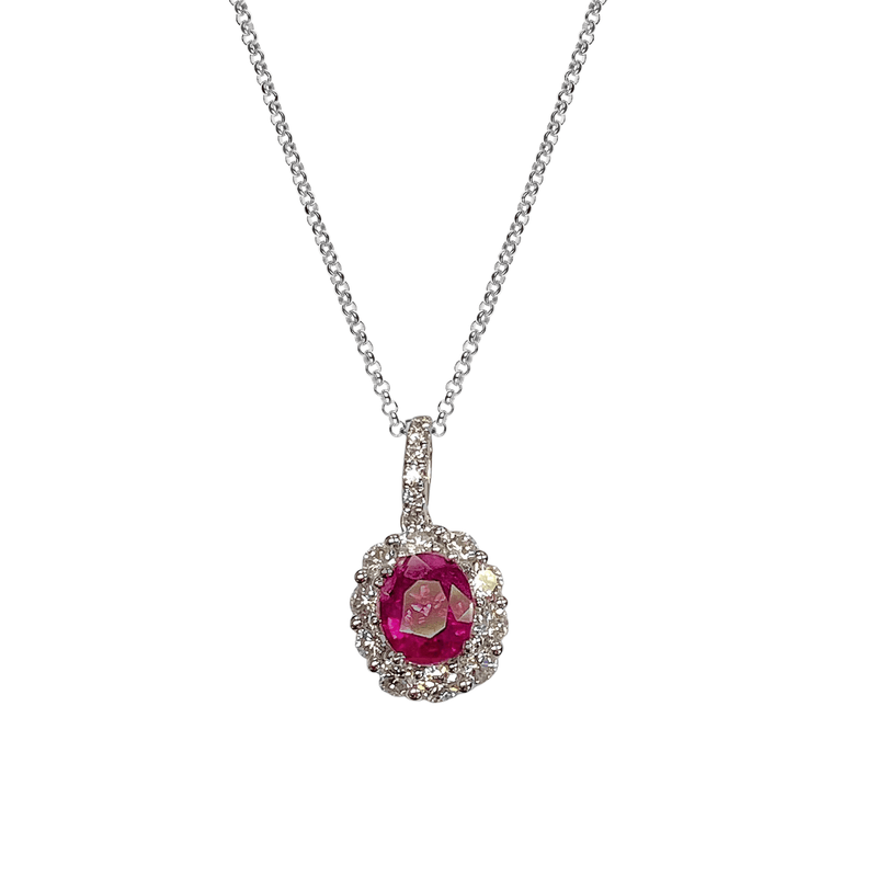 Ruby Diamond Pendant Necklace-Ruby Diamond Pendant Necklace - RNEDW00364