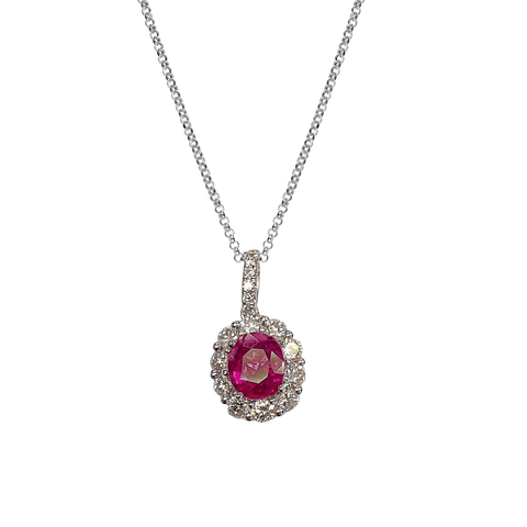 Ruby Diamond Pendant Necklace-Ruby Diamond Pendant Necklace - RNEDW00364