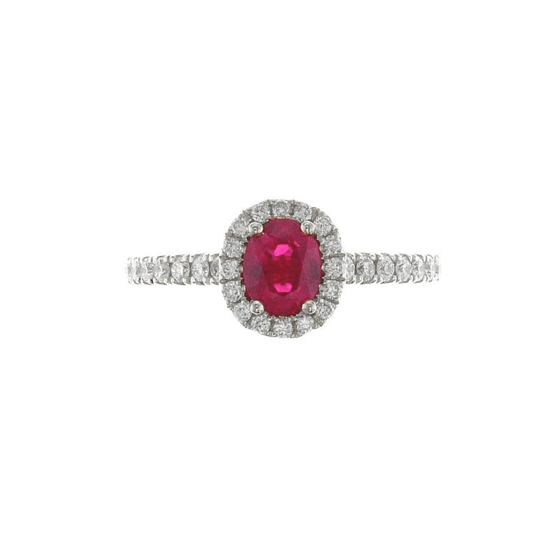 Oval Brilliant Cut Ruby Diamond Halo Ring-Ruby Diamond Ring - RRRTJ00091