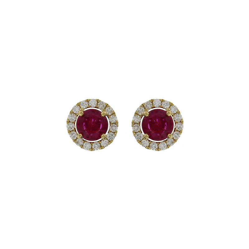 Ruby Diamond Stud Earrings-Ruby Diamond Stud Earrings - RERTJ00091