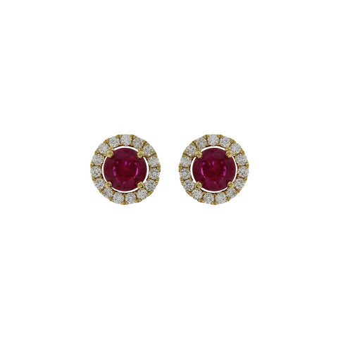 Ruby Diamond Stud Earrings-Ruby Diamond Stud Earrings - RERTJ00091