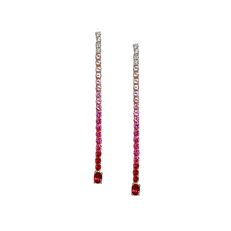 Ruby Sapphire Diamond Long Earrings-Ruby Sapphire Diamond Long Earrings - SETIJ00935