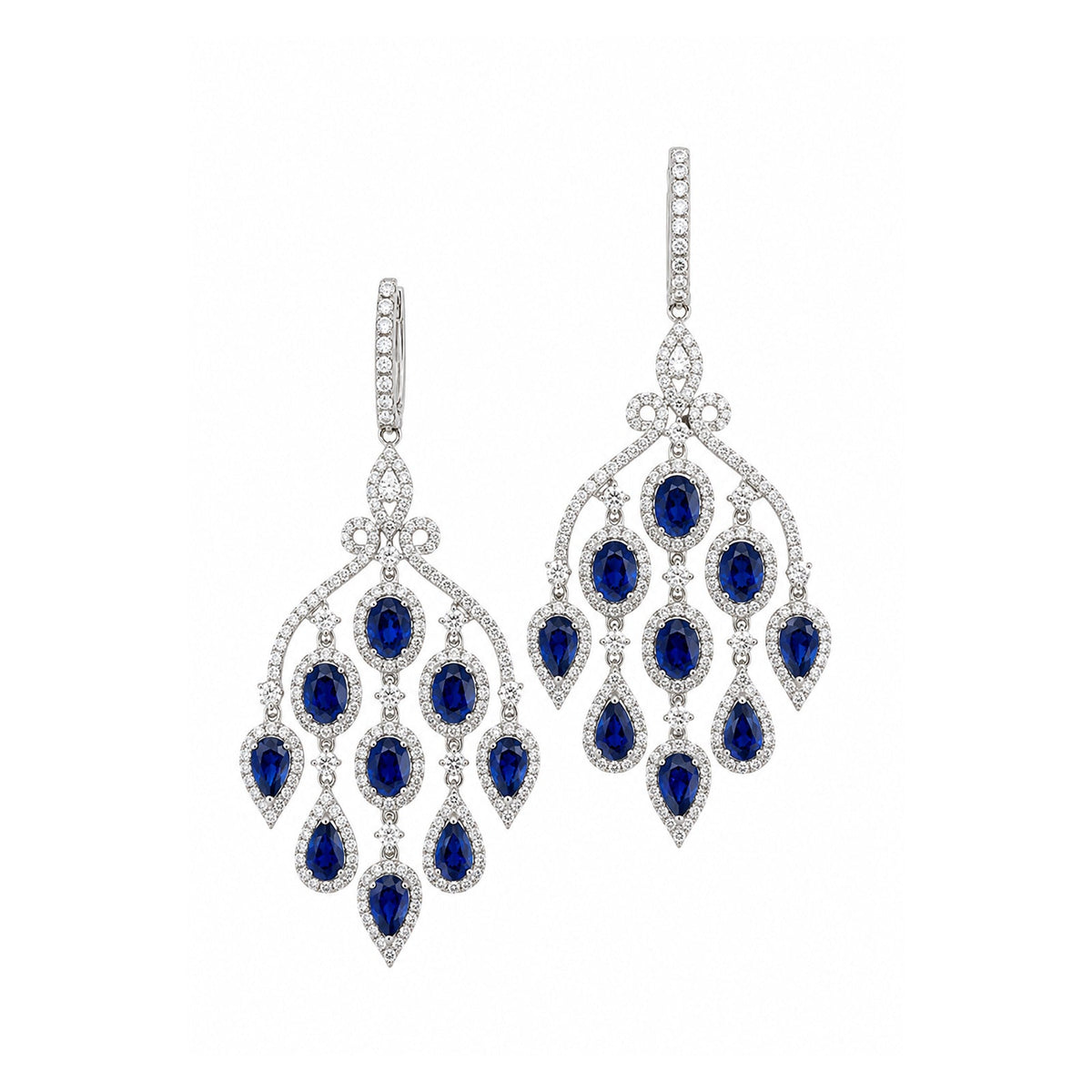 Sapphire and Diamond Chandelier Earrings
