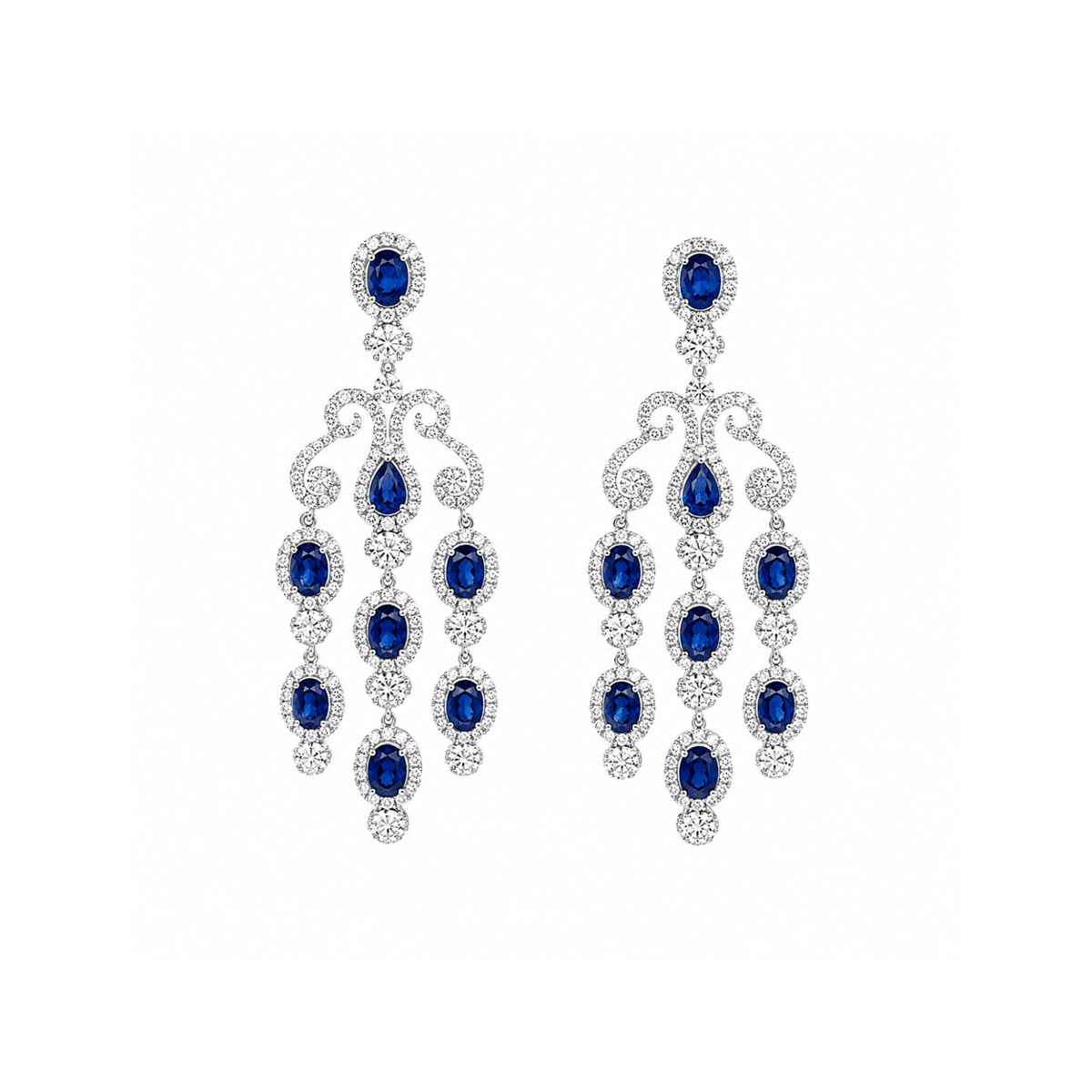 Sapphire Diamond Chandelier Earrings