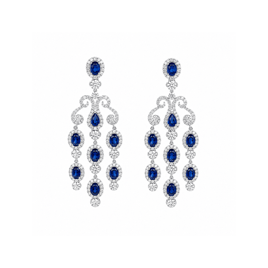 Sapphire Diamond Chandelier Earrings