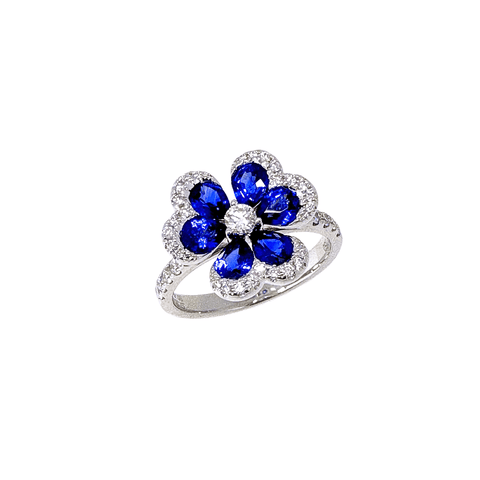 Sapphire Diamond Clover Ring-Sapphire Diamond Clover Ring - SRTIJ02311