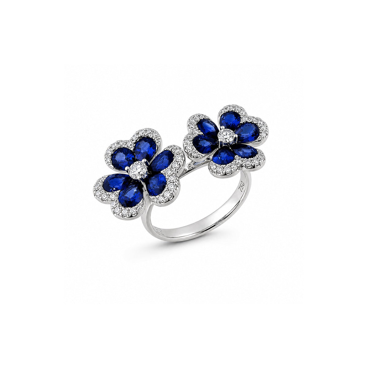 Sapphire Diamond Clover Ring