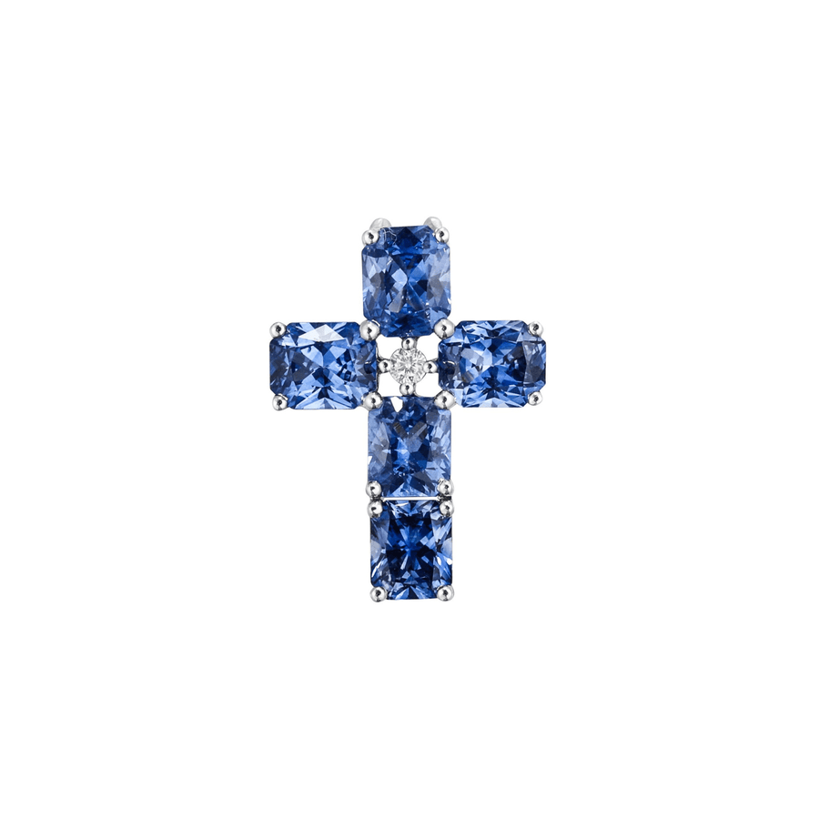 Sapphire Diamond Cross Pendant - SPNEL00158