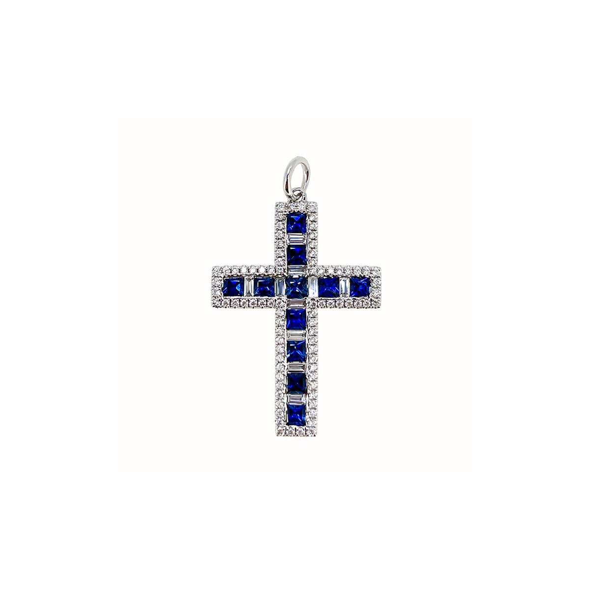 Sapphire Diamond Cross Pendant - SPTIJ00737
