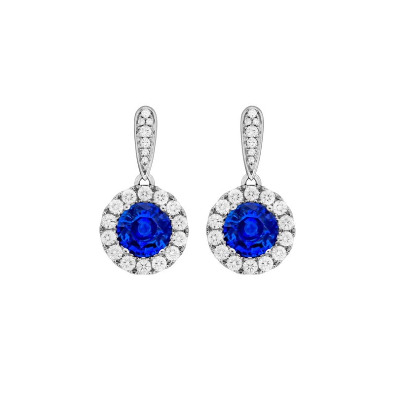 Sapphire Diamond Earrings-Sapphire Diamond Earrings - E28590-S