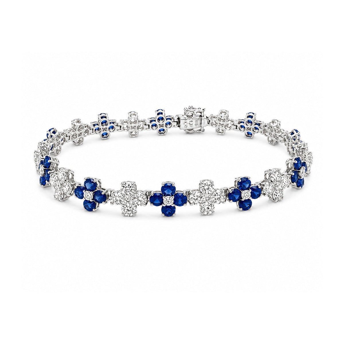 Sapphire Diamond Flower Line Bracelet