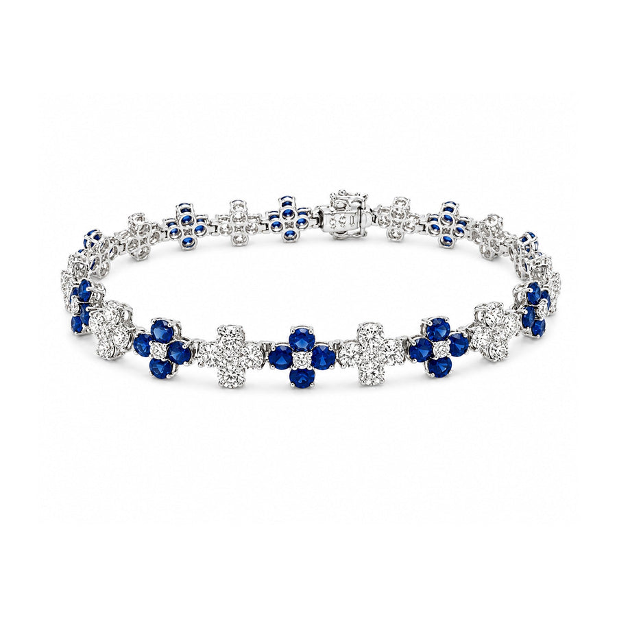 Sapphire Diamond Flower Line Bracelet