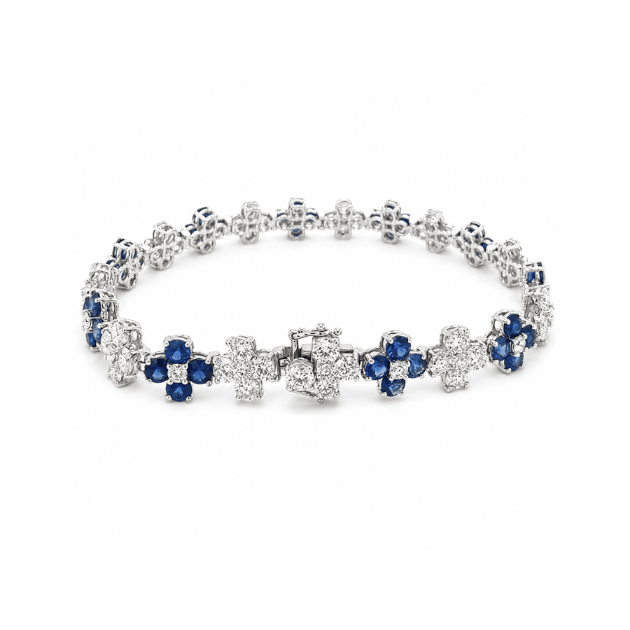 Sapphire Diamond Flower Line Bracelet