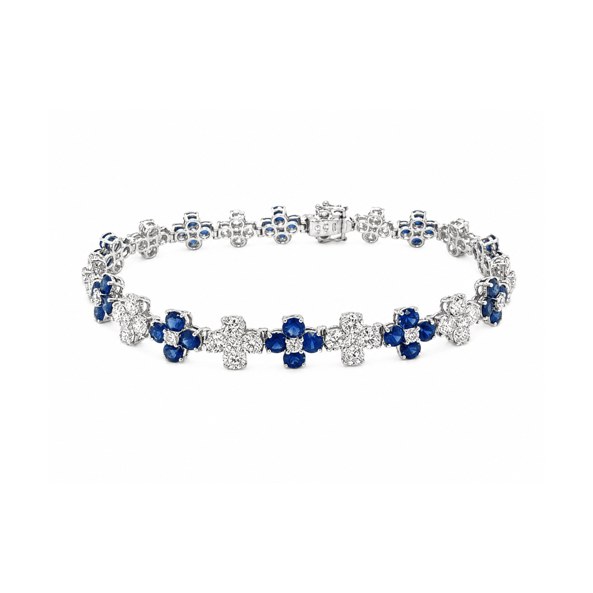 Sapphire Diamond Flower Line Bracelet