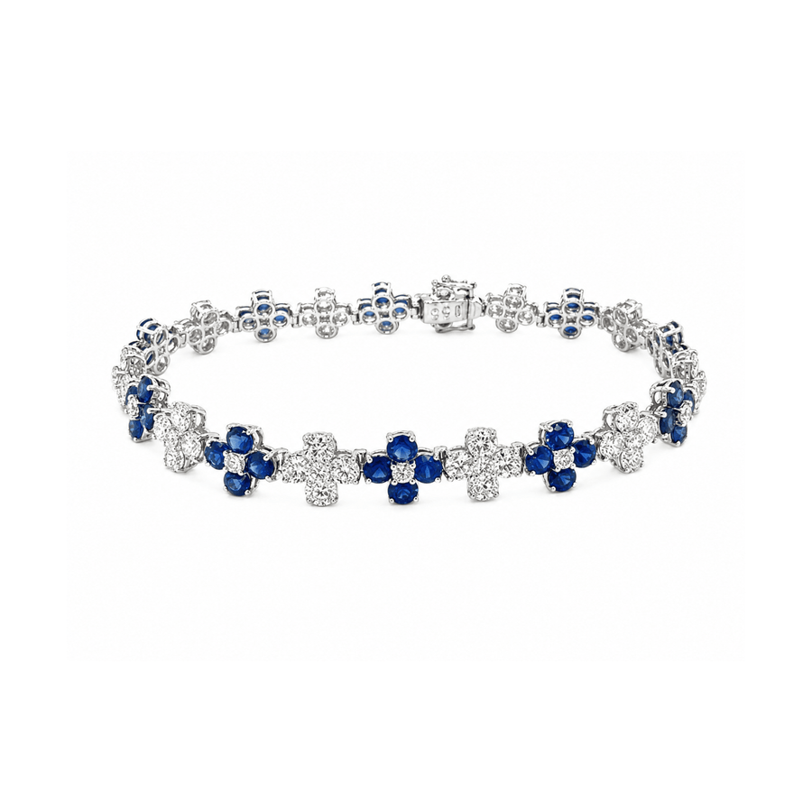Sapphire Diamond Flower Line Bracelet