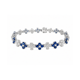 Sapphire Diamond Flower Line Bracelet-Sapphire Diamond Flower Line Bracelet